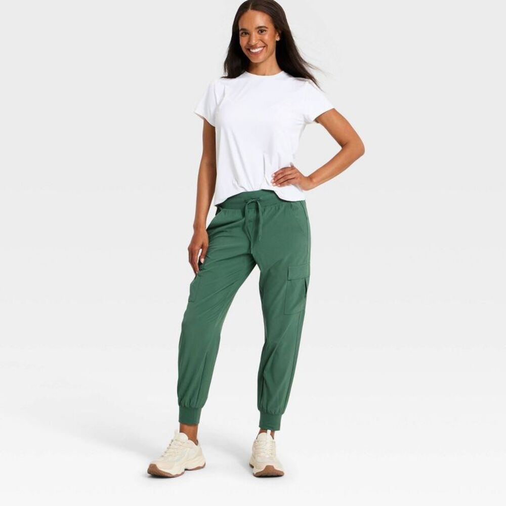 Women's Active Light Mid-Rise Jogger Pants - Dark Green S - Picture 3 of 5